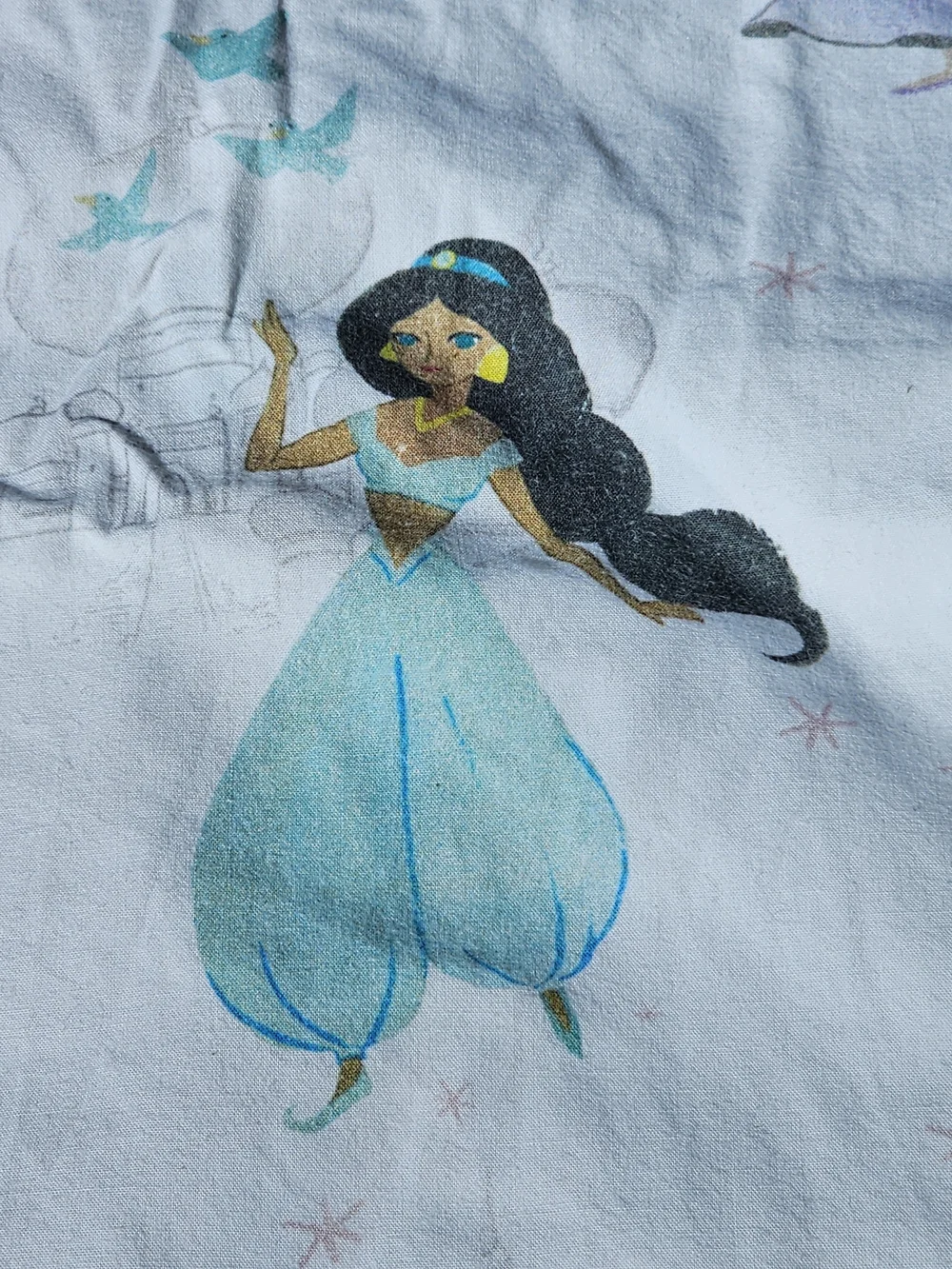 Pottery Barn Kids White Princess Print Fitted Crib Sheet